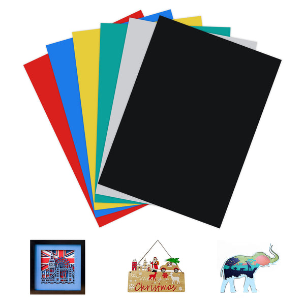 Láminas de Triplay Multicolor – 6 piezas tamaño A4 (29.7x21 cm), 3mm, Certificado FSC - Ideal para Manualidades y Corte Láser